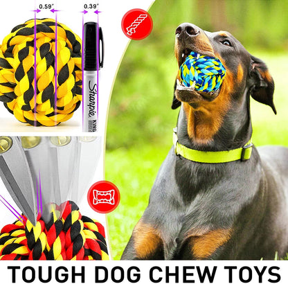 XL Dog Chew Toys for Aggressive Chewers, Dog Balls for Large Dogs, Heavy Duty Dog Toys with Tough Twisted, Dental Cotton Dog Rope Toy for Medium Dogs, 6 Pack Indestructible Puppy Teething Chew Toy